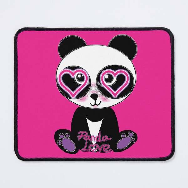 Item preview, Unique Freckled Panda Love Hearts Design with Purple Toe Beans – Cute Black and White Print designed and sold by PaintThatSheep Art Shop.