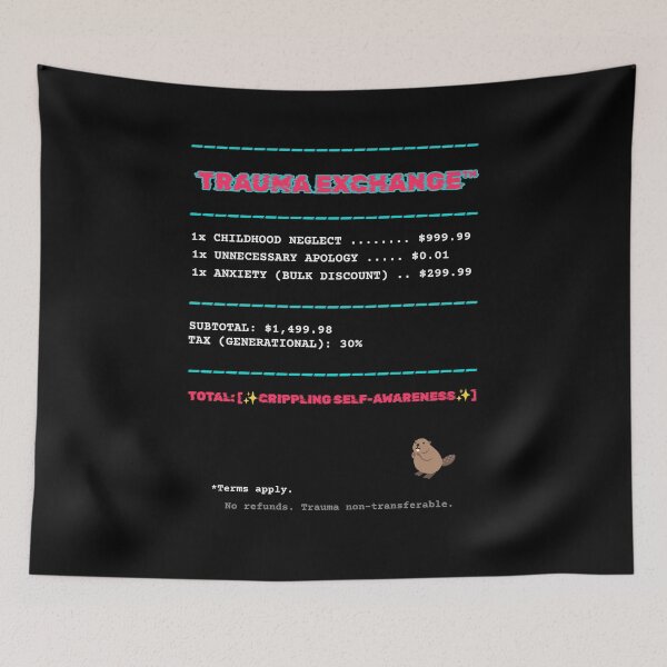 Item preview, Trauma Receipt T-Shirt - Therapy Meme Invoice designed and sold by BrushRushX.