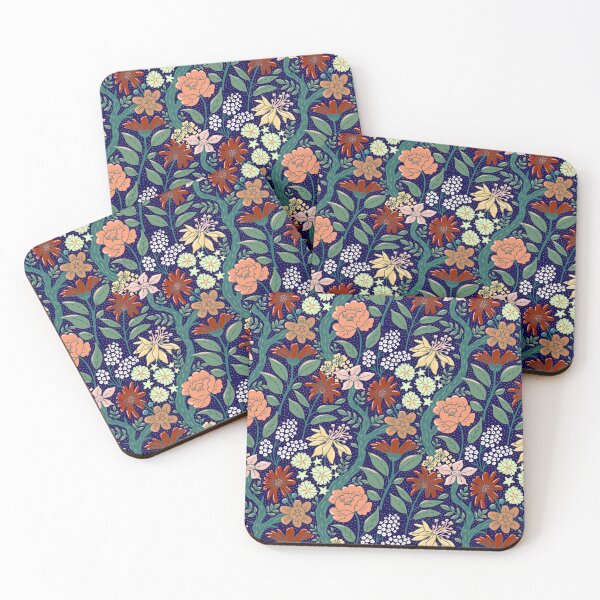 Item preview, Flowers & Sketchy Leaves in Jewel Tones – Bright, Dynamic Floral Art designed and sold by colorofmagic.