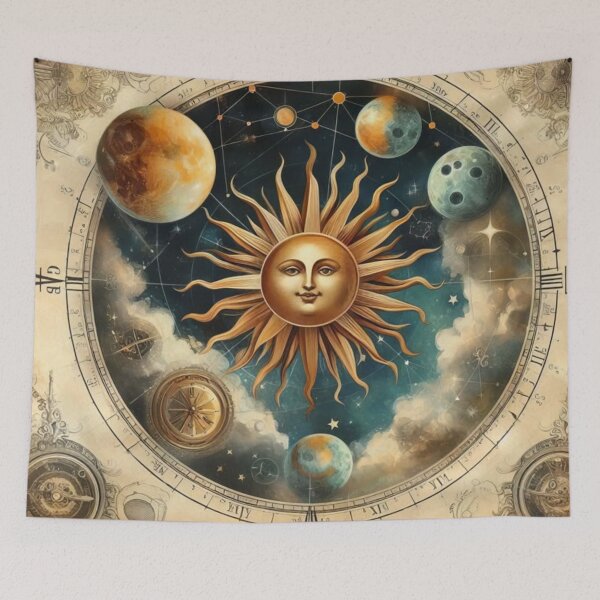 Item preview, “Cosmic Harmony – Vintage Celestial Art with Astronomical Map and Planets” designed and sold by GagaArtGallery.