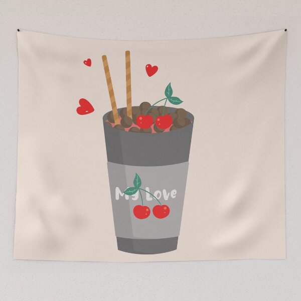 Item preview, Flat Design Illustration with Drink at Cherry and Chocolate Balls designed and sold by AlginaPugachova.