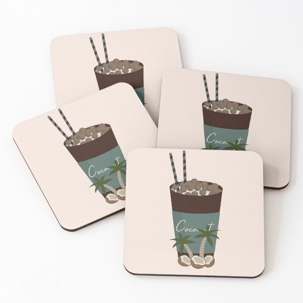 Item preview, Flat Design Illustration with Drink at Coconut and Chocolate Balls designed and sold by AlginaPugachova.