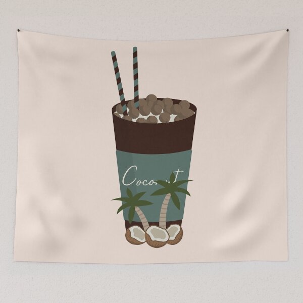 Item preview, Flat Design Illustration with Drink at Coconut and Chocolate Balls designed and sold by AlginaPugachova.