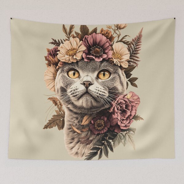 Item preview, Floral Scottish Fold Cat designed and sold by bapupa.