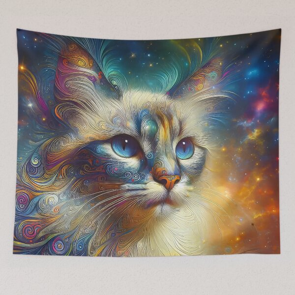 Item preview, Lynx Point Siamese Cat Portrait in Mystical Style designed and sold by CattyCornerPOD.