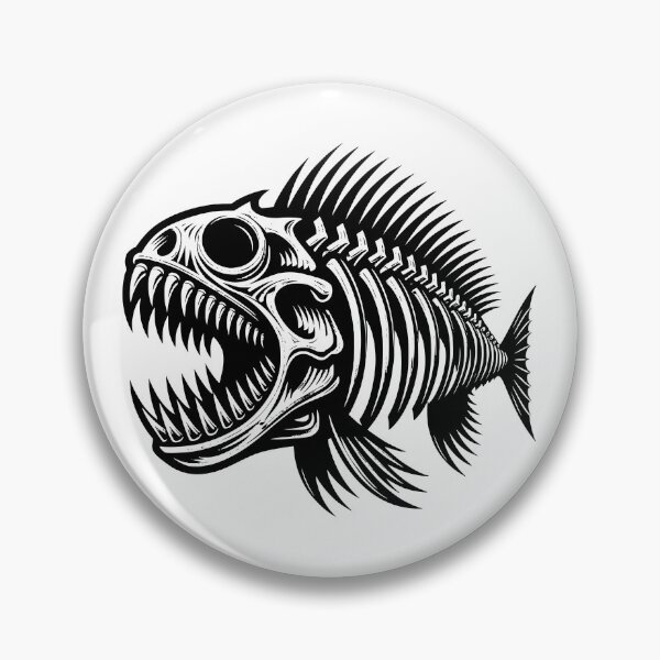 Item preview, Piranha Fish Bones Black Skeleton Rocker Gothic designed and sold by 3rd Eye Perceptions.