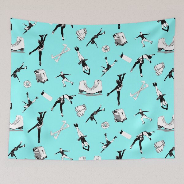 Item preview, Figure Skating Female Silhouettes and Accessories on Light Cyan designed and sold by PD-Skating.
