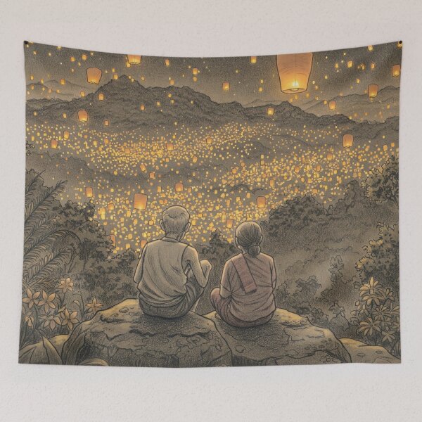 Item preview, Golden Hearts Beneath Lantern Skies designed and sold by Marcela's world and universe.