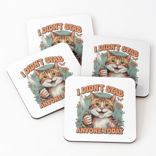 Item preview, I didn't stab, cute cat, savage, funnyfits70, Humor, Funny, retro, vintages, funny quotes, animal humor, designed and sold by FunnyFits70.