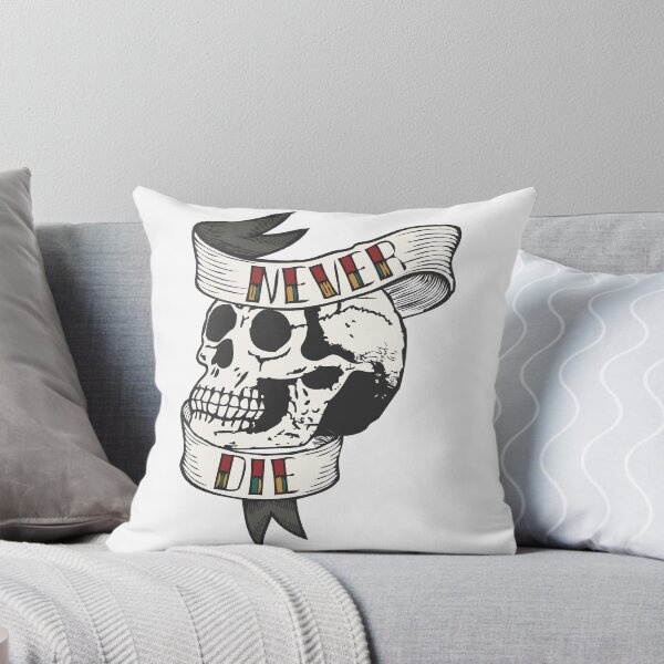 Item preview, never die skull banner old school quote designed and sold by Achille3777.