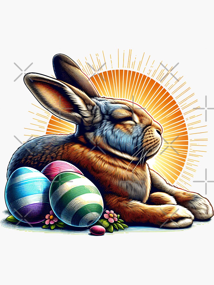 Thumbnail 3 von 3, Sticker, Osterhase im Sonnenschein designt und verkauft von Kobeko.