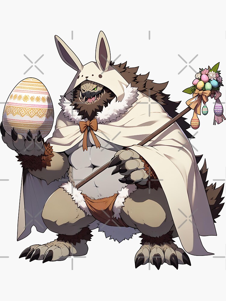 Thumbnail 3 von 3, Sticker, Godzilla verkleidet als Osterhase designt und verkauft von Kobeko.