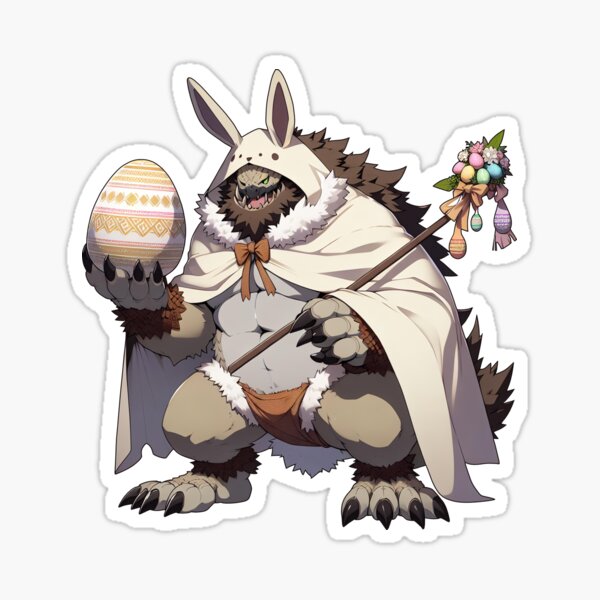 Godzilla disguised as the Easter Bunny Sticker