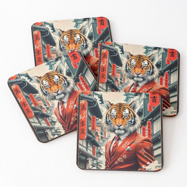 Item preview, Elegant Tiger Yakuza in Traditional Japanese Street designed and sold by 3T3rnalArts.