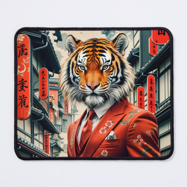Item preview, Elegant Tiger Yakuza in Traditional Japanese Street designed and sold by 3T3rnalArts.