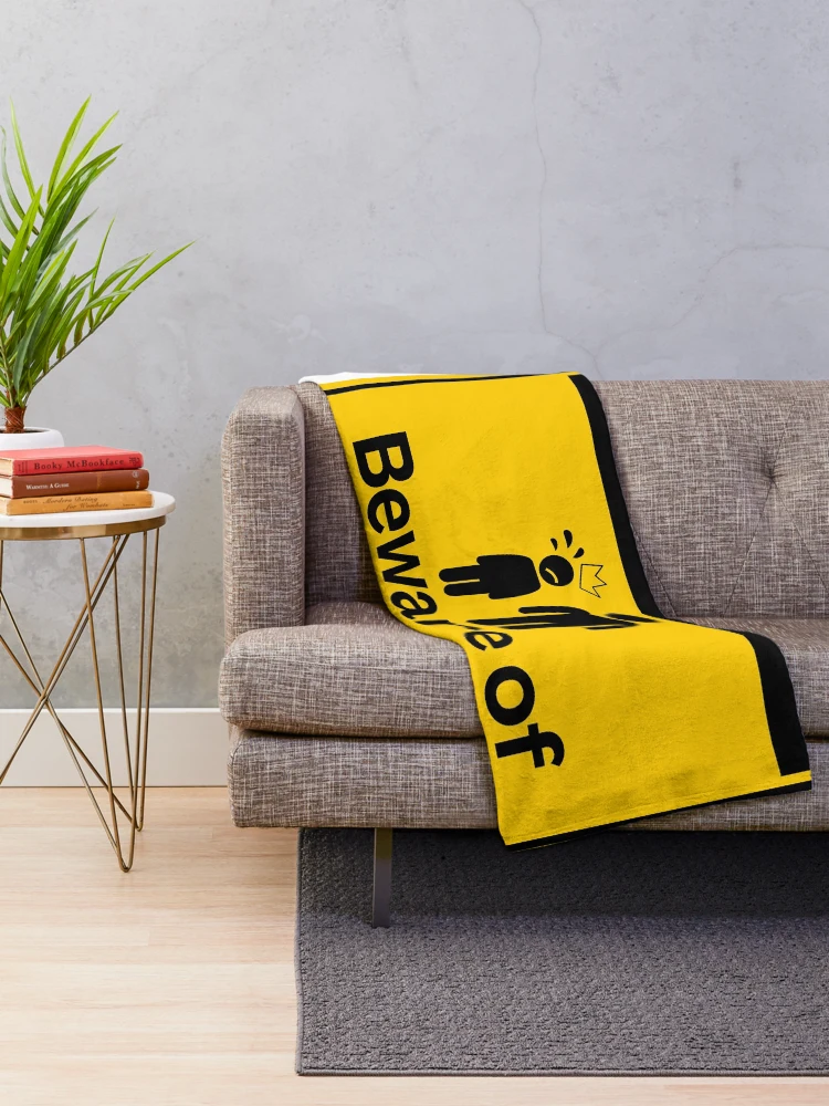 Thumbnail 2 of 6, Throw Blanket, Beware Short King Sign designed and sold by PlumTreeDesign.