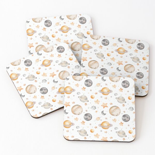 Item preview, neutral coloured watercolour planets designed and sold by PoppyLaneStudio.