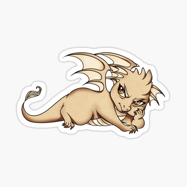 Cream Dragon Chibi - from Myths and Shifts by MA Innes Sticker