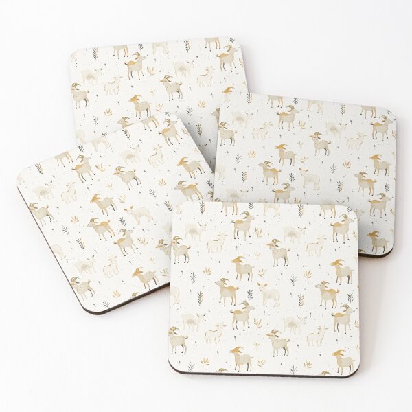 Item preview, cute neutral colour goats designed and sold by PoppyLaneStudio.