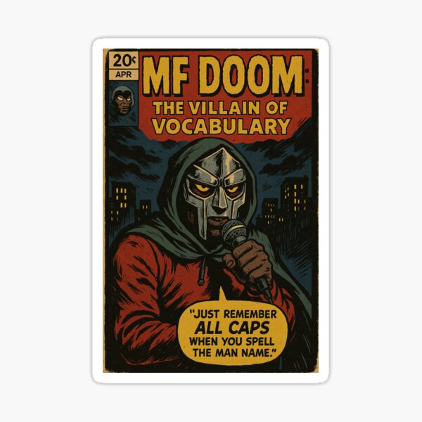 Item preview, MF DOOM “The Villain of Vocabulary” Retro Comic Style Art Print designed and sold by ac3iongDcreator.