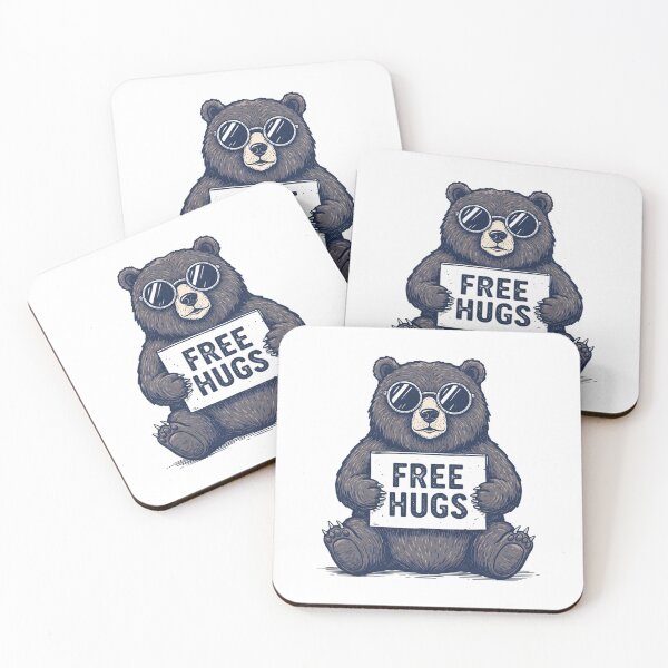 Item preview, Free Hugs Cute Blue Bear with Glasses Funny designed and sold by Alex Songs.