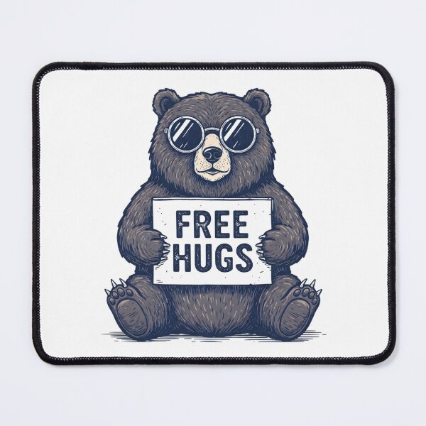 Item preview, Free Hugs Cute Blue Bear with Glasses Funny designed and sold by Alex Songs.