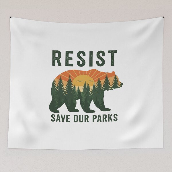 Item preview, Resist Save Our Parks Sunset Bear Nature Conservation  designed and sold by Alex Songs.