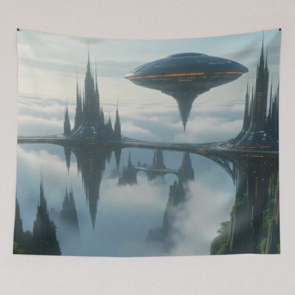 Item preview, Twin Suns Above the Ruins – The Floating City of Antigravity designed and sold by eXtraHumans.
