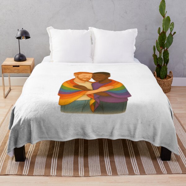 Item preview, Cute LGBTQ+ couple rainbow flag designed and sold by Peach Moon Studio.