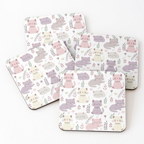 Item preview, Pastel Botanical Kitten Cute Art Pattern designed and sold by CraftachicDsgn.