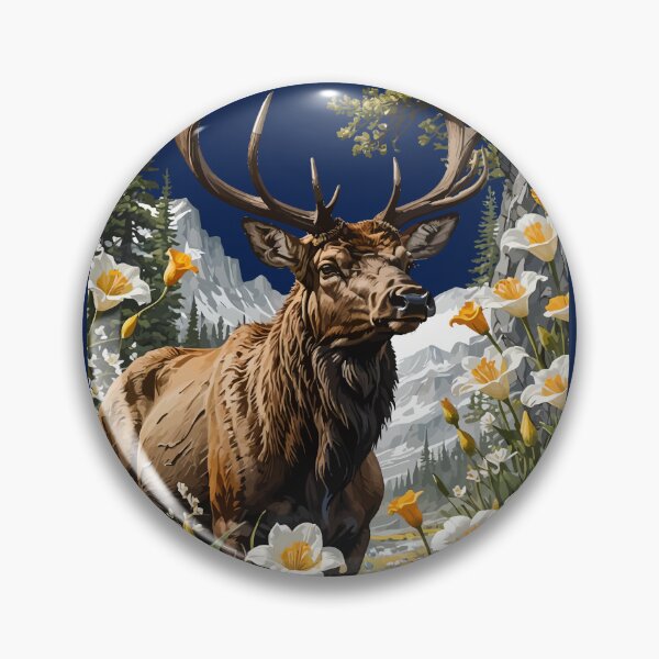 Item preview, Utahn Elk Surrounded By Sego Lily Flowers designed and sold by taiche.
