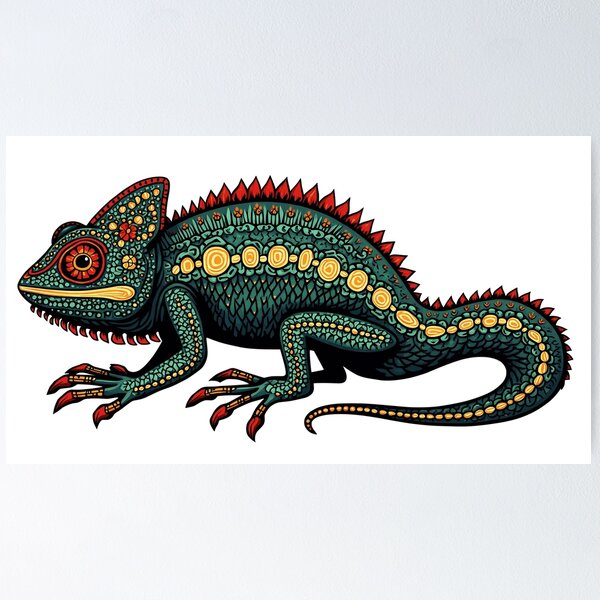 Aperçu de l'œuvre Impression d'art caméléon psychédélique créée et vendue par FabcoDesign.