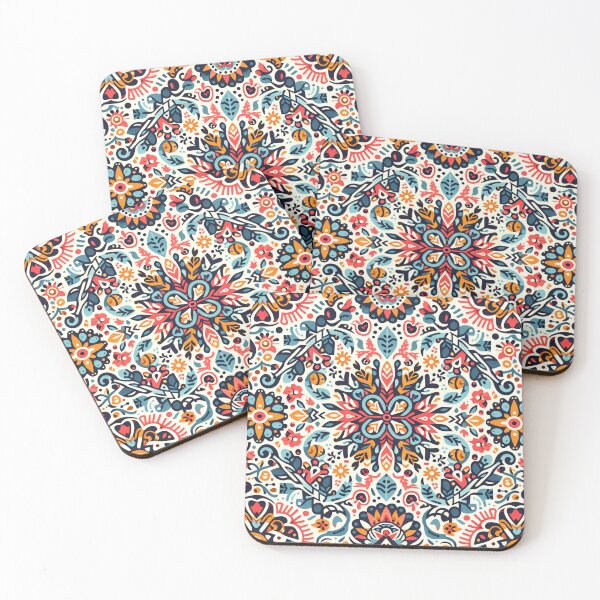 Item preview, Eastern European Folk Art Pattern – Vibrant Symmetrical Floral Design by heidiannemorris designed and sold by FOLK ART FUSION by heidiannemorris.