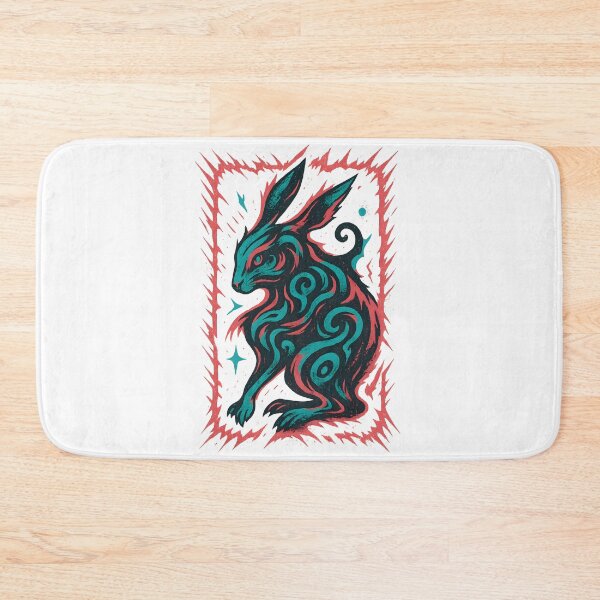 Item preview, Dynamic cool rabbit design, greens and reds designed and sold by Shoot-The-Moon.