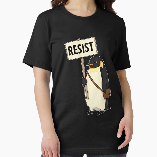 Vista previa del artículo con la obra «Resista el activismo de Penguin sin aranceles», diseñado y vendido por varioarts.