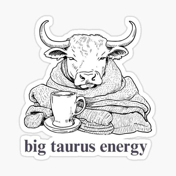 Artikel-Vorschau von Stier Stier schläfrig gemütlich Bull Aufkleber Design Astrologie Zeichen, designt und verkauft von ELLIE COLE CO..