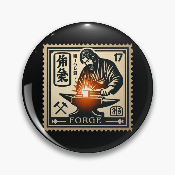 Item preview, Vintage Blacksmith Stamp Design – Retro Forge Artwork with Fire and Anvil designed and sold by No1RetroStamps.
