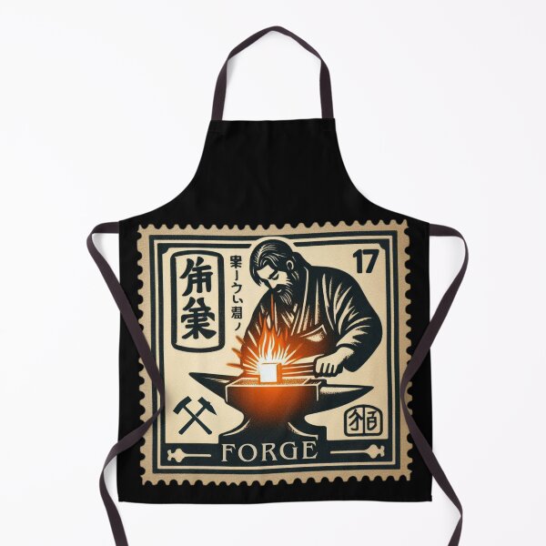 Item preview, Vintage Blacksmith Stamp Design – Retro Forge Artwork with Fire and Anvil designed and sold by No1RetroStamps.