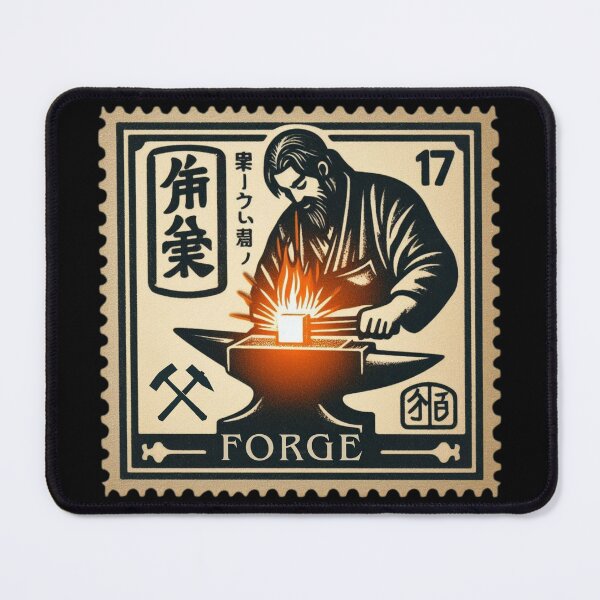 Item preview, Vintage Blacksmith Stamp Design – Retro Forge Artwork with Fire and Anvil designed and sold by No1RetroStamps.