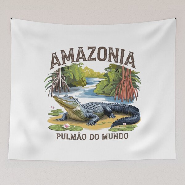 Item preview, Amazonia – Brazil Nature Design with Alligator & “PULMÃO DO MUNDO” Message designed and sold by paulo silveira.