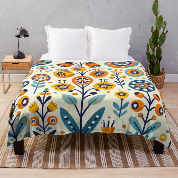 Item preview, Scandinavian Folk Art Bellflower Pattern – Bold Graphic Nordic Floral Repeat by heidiannemorris designed and sold by FOLK ART FUSION.