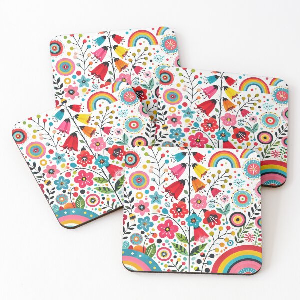 Item preview, Scandinavian Folk Art Bellflowers & Rainbows – Cheerful Nordic Floral Garden by heidiannemorris designed and sold by FOLK ART FUSION by heidiannemorris.