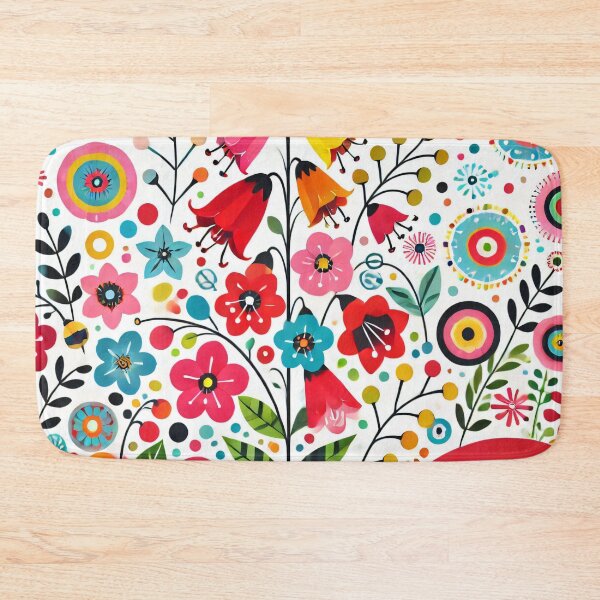 Item preview, Scandinavian Folk Art Bellflowers & Rainbows – Cheerful Nordic Floral Garden by heidiannemorris designed and sold by FOLK ART FUSION by heidiannemorris.