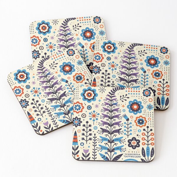 Item preview, Scandinavian Folk Art Snapdragon-like Flowers – Bold Graphic Nordic Floral Design by heidiannemorris designed and sold by FOLK ART FUSION by heidiannemorris.