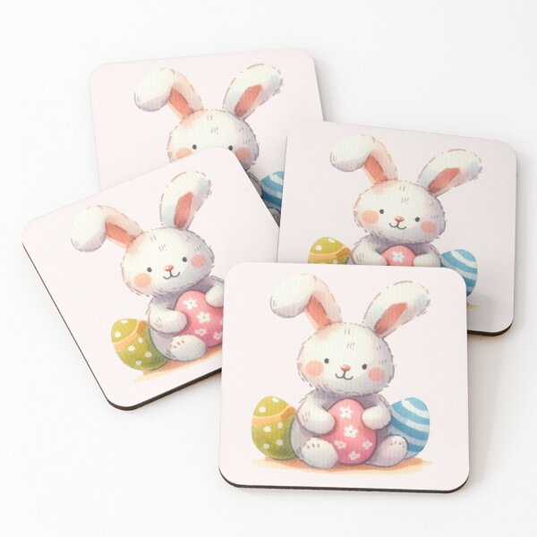 Item preview, Adorable Easter bunny sitting with colorful eggs designed and sold by DaintyDooodles.