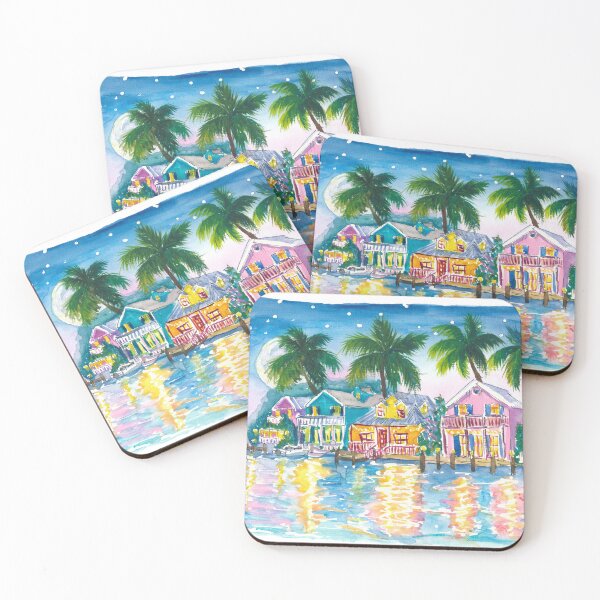 Item preview, Florida Keys Waterfront Houses Shine Bright in the Night designed and sold by artshop77.