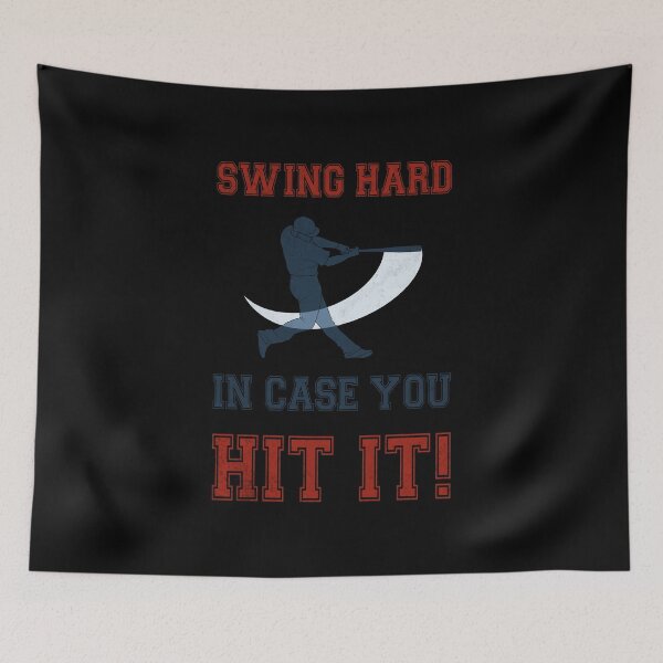 Item preview, Swing Hard Baseball Quote – Funny Sports Player Silhouette Design designed and sold by MONTRIS.