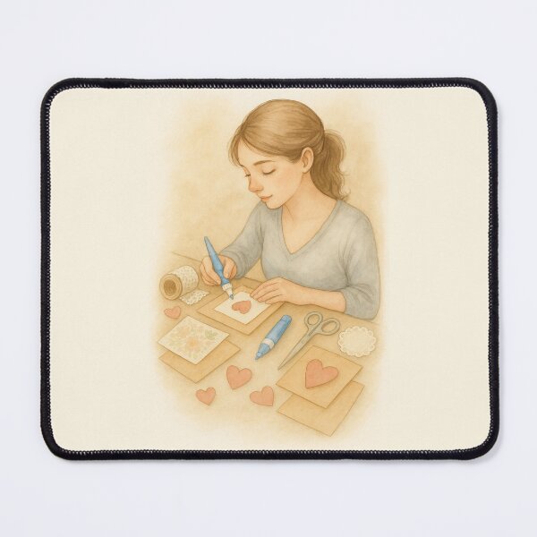 Item preview, Watercolor Girl Making Handmade Heart Card designed and sold by Lacritsa .