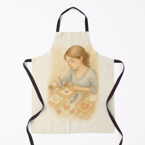 Item preview, Watercolor Girl Making Handmade Heart Card designed and sold by Lacritsa .