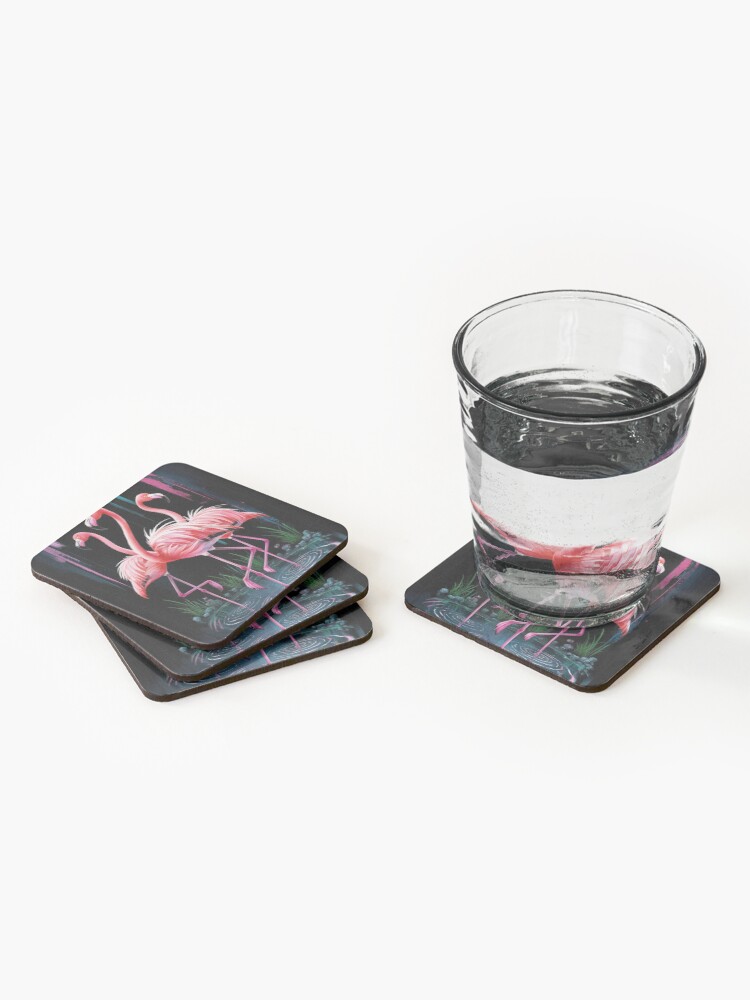Thumbnail 2 of 5, Coasters (Set of 4), Flamingos designed and sold by Patricks-Art.